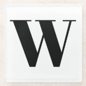 Moderne monogram zwarte witte aangepaste initiaal  glazen onderzetter (Voorkant)