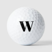 Moderne monogram zwarte witte aangepaste initiaal  golfballen (Voorkant)