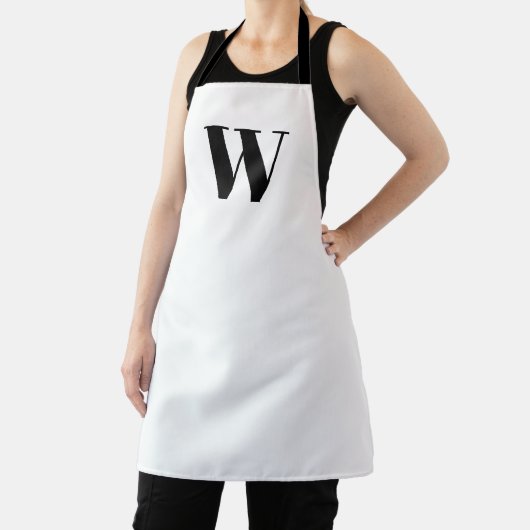 Moderne monogram zwarte witte aangepaste initiaal  schort (Insitu)