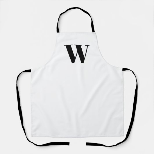 Moderne monogram zwarte witte aangepaste initiaal  schort (Voorkant)