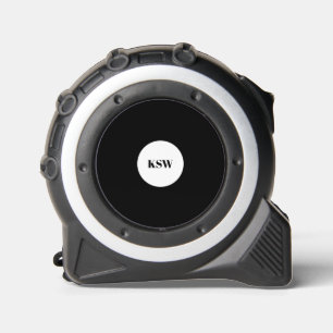 Moderne monogram zwarte witte cirkel gepersonalise rolmaat