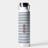 Moderne Monogramed Waterfles met Gestreept (Voorkant)
