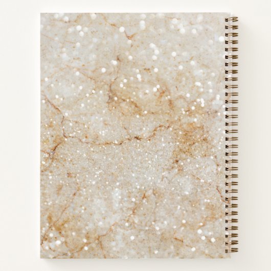Moderne Monogramed White en Gold Sparkly Notitieboek (Achterkant)