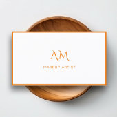 Moderne, Monogramme, Blanc, Carte de visite orange