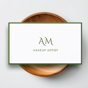 Moderne, Monogramme, Blanc, Carte de visite vert
