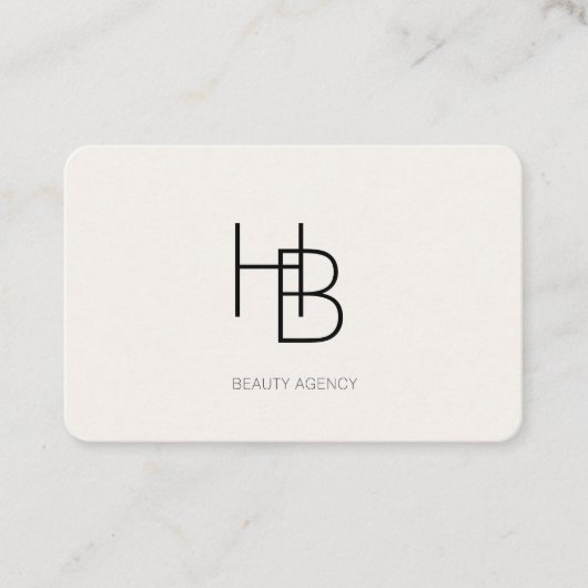 Moderne, monogramme, carte de visite beige (Devant)