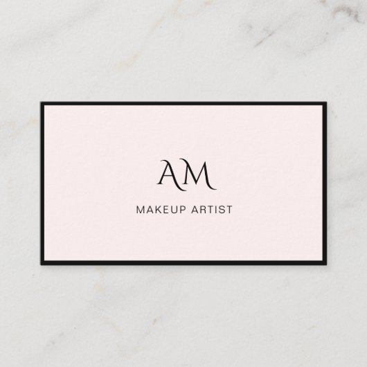 Moderne, Monogramme, Carte de visite rose clair (Devant)