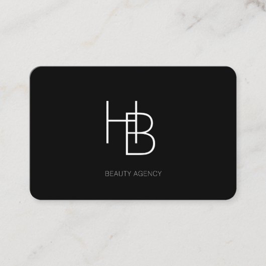 Moderne, monogramme, carte noire (Devant)