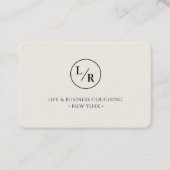 Moderne, monogramme, cercle, carte de visite beige (Devant)