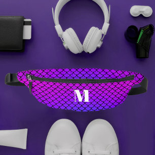 Moderne Monogramme Écailles de Sirène Rose Violet