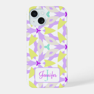 Moderne Monogramme Géométrique Violet Jaune et Men