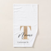 Moderne Monogramme Initiale T & Nom Personnalisé (Serviette à main)