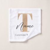 Moderne Monogramme Initiale T & Nom Personnalisé (Gant de toilette)