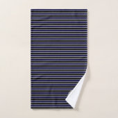 Moderne Monogramme Rayures Bleu Foncé Noir (Serviette à main)