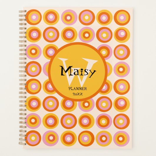 Moderne Monogramme Rétro Cercles Orange 2023 (Devant)