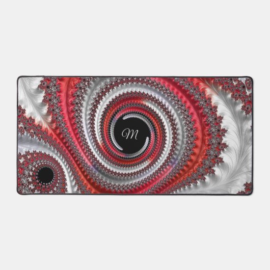 Moderne Monogramme Rouge Black Spiral Fractal (Recto)