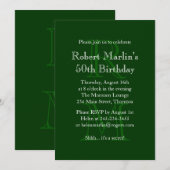 Moderne Monogrammed Birthday Invitation (groen) Kaart (Voorkant / Achterkant)