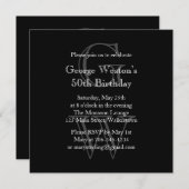 Moderne Monogrammed Birthday Invitation (zwart) Kaart (Voorkant / Achterkant)