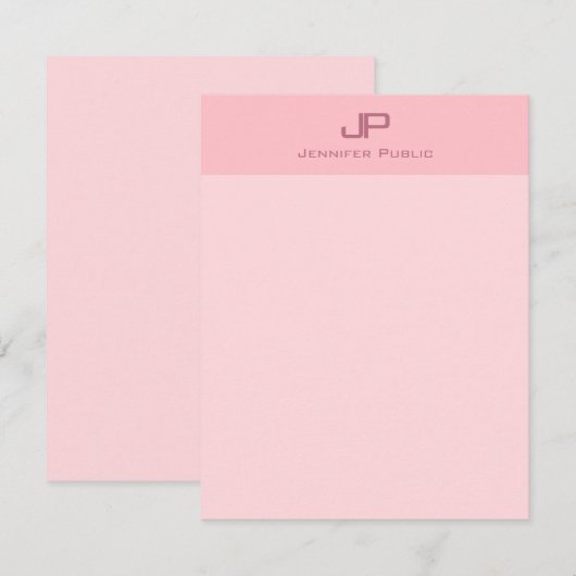 Moderne Monogrammed Blush Roze Eenvoudige Sjabloon (Voorkant / Achterkant)
