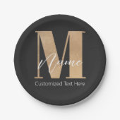Moderne Monogrammed Initiaal M & Naam Gepersonalis Papieren Bordje (Voorkant)