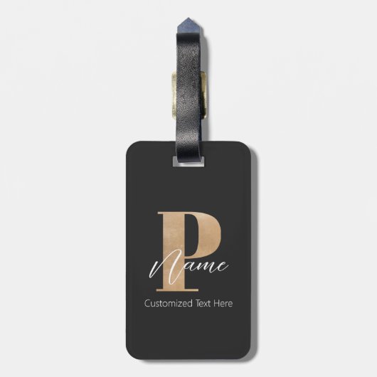 Moderne Monogrammed Initiaal P & Naam Gepersonalis Bagagelabel (Achterkant verticaal)