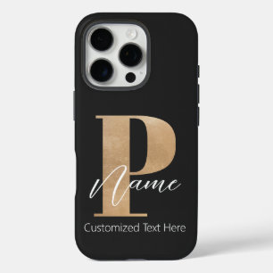 Moderne Monogrammed Initiaal P & Naam Gepersonalis iPhone 16 Pro Hoesje
