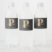 Moderne Monogrammed Initiaal P & Naam Gepersonalis Waterfles Etiket (Flessen)