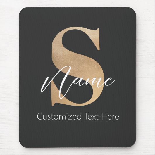 Moderne Monogrammed Initiaal S & Naam Gepersonalis Muismat (Voorkant)