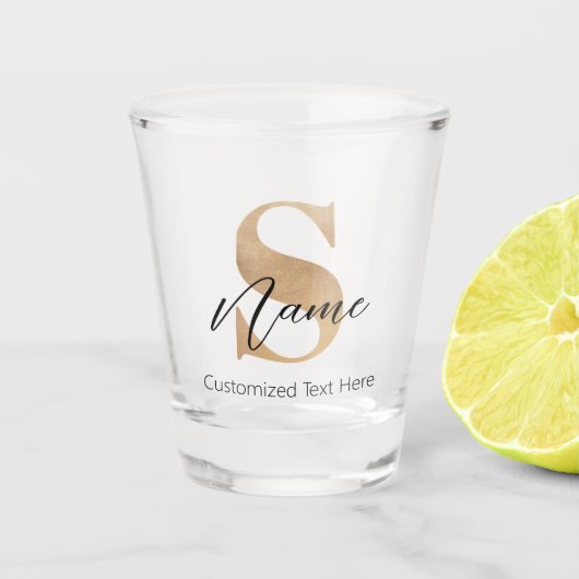 Moderne Monogrammed Initiaal S & Naam Gepersonalis Shot Glas (Voorkant)