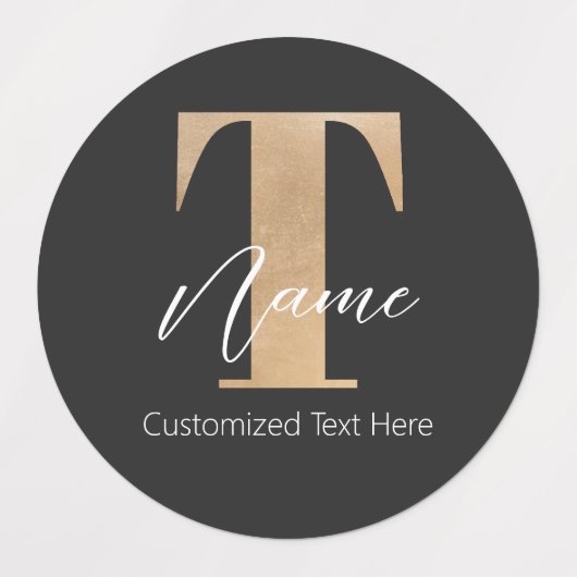 Moderne Monogrammed Initiaal T & Naam Gepersonalis Labels (Design 1)