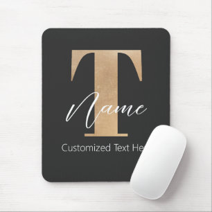 Moderne Monogrammed Initiaal T & Naam Gepersonalis Muismat