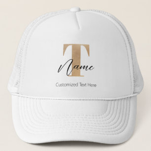 Moderne Monogrammed Initiaal T & Naam Gepersonalis Trucker Pet