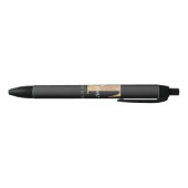 Moderne Monogrammed Initiaal T & Naam Gepersonalis Zwarte Inkt Pen (Bodem)