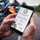 Moderne Monogrammed Motorfiets Avontuur Bruiloft Kaart