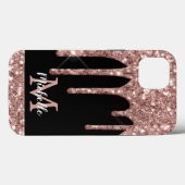 Moderne monogrammed Roos Gold Glitter Drivers Case-Mate iPhone Case (Achterkant (horizontaal))
