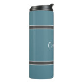Moderne monogrammed Turquoise Gray Stylish Drink Thermosbeker (Gedraaid links)