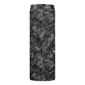 Moderne Monogrammed Zwart Faux Glitter Patroon Thermosbeker (Achterkant)