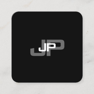 Moderne Monogrammed Zwart Wit Eenvoudige Sjabloon Vierkante Visitekaartje