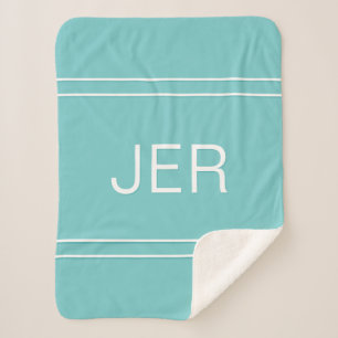 Moderne monogrammen Aangepaste Initialen Aqua & Wh Sherpa Deken