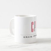 Moderne, monogrammen, eenvoudig koffiemok (Voorkant links)