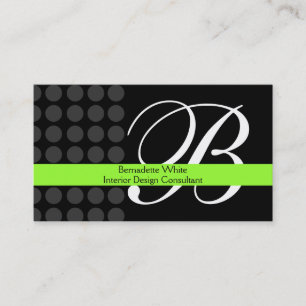 Moderne monogrammen Limoen Black Grey Visitekaartje
