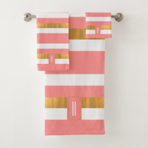 Moderne Monogrammen van de Perzikstripset voor han Bad Handdoek