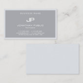 Moderne monogrammen van Elegant Grey Minimalist Pl Visitekaartje (Voorkant / Achterkant)