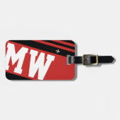 moderne monogrammen zwart en rood bagagelabel (Voorkant horizontaal)