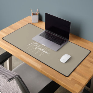 Moderne Monogramnaam Schrift Beige Bureaumat