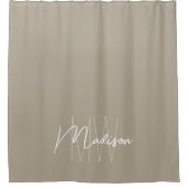 Moderne Monogramnaam Schrift Beige Douchegordijn (Voorkant)