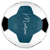 Moderne Monogramnaam Schrift Blauw Voetbal (Gedraaid)