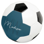 Moderne Monogramnaam Schrift Blauw Voetbal (Drie kwart)