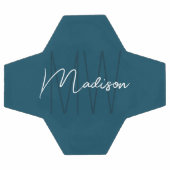 Moderne Monogramnaam Schrift Blauw Voetbal (Enkel)