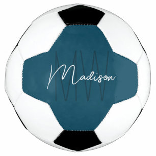 Moderne Monogramnaam Schrift Blauw Voetbal